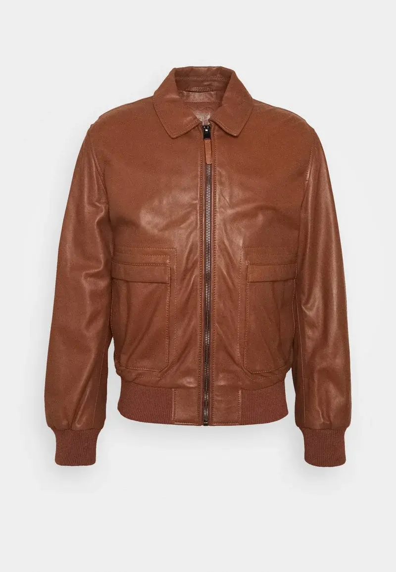 1742318397_original_resized.webp Men`s Brown Lambskin Leather Bomber Jacket - Image 1