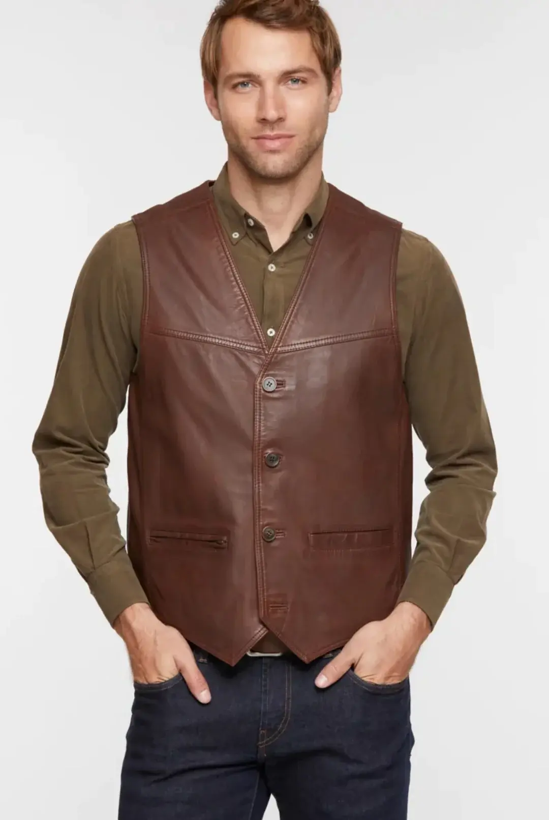 1742814887_original_resized.webp Men`s Brown Leather Vest - Image 1